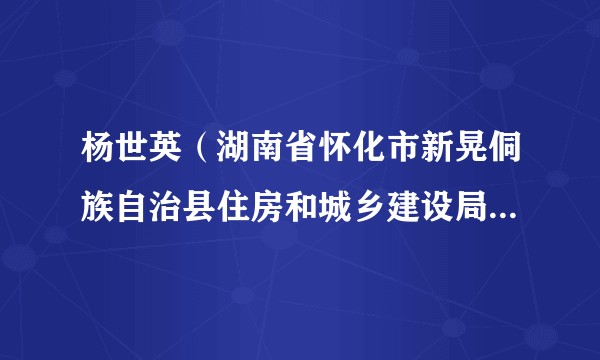 杨世英（湖南省怀化市新晃侗族自治县住房和城乡建设局党组书记、局长）
