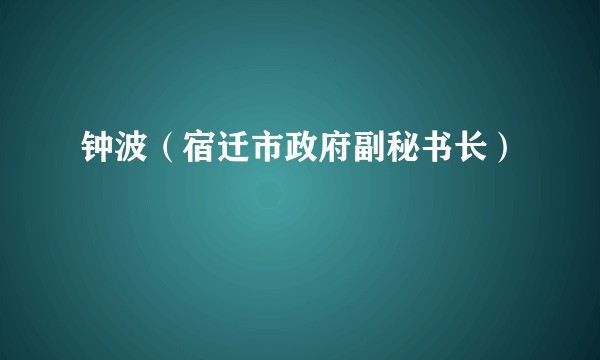 钟波（宿迁市政府副秘书长）