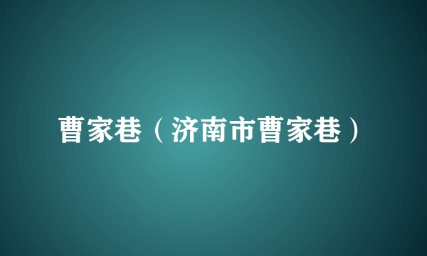 曹家巷（济南市曹家巷）