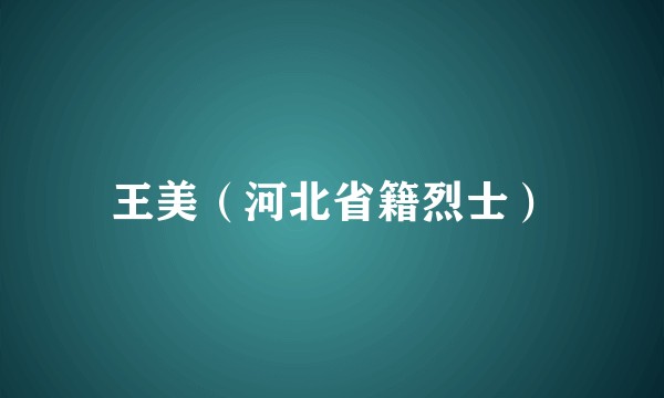 王美（河北省籍烈士）
