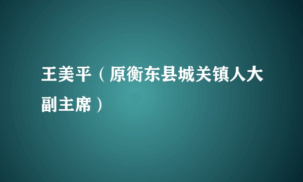 王美平（原衡东县城关镇人大副主席）