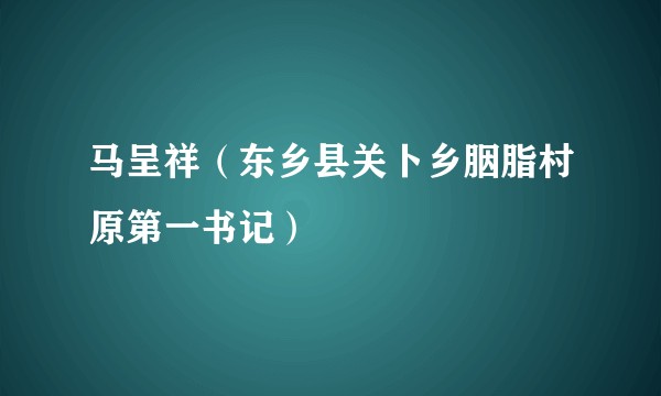 马呈祥（东乡县关卜乡胭脂村原第一书记）
