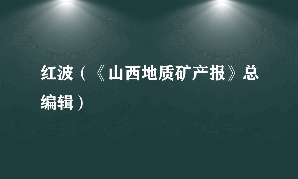 红波（《山西地质矿产报》总编辑）