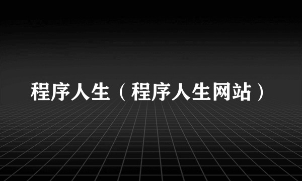 程序人生（程序人生网站）