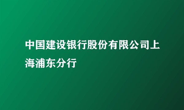 中国建设银行股份有限公司上海浦东分行