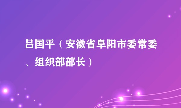 吕国平（安徽省阜阳市委常委、组织部部长）