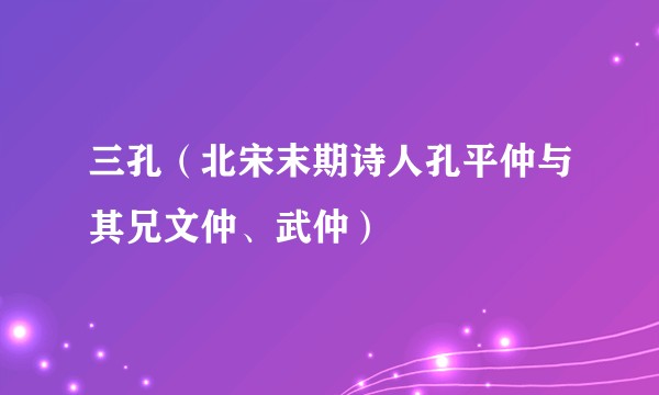 三孔（北宋末期诗人孔平仲与其兄文仲、武仲）