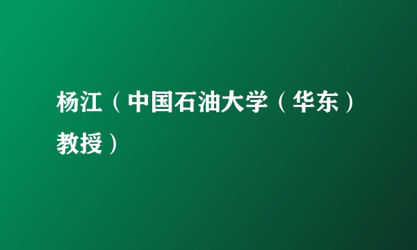 杨江（中国石油大学（华东）教授）