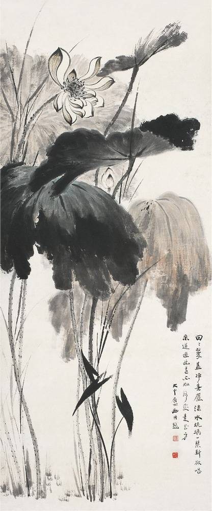 张大千荷花图