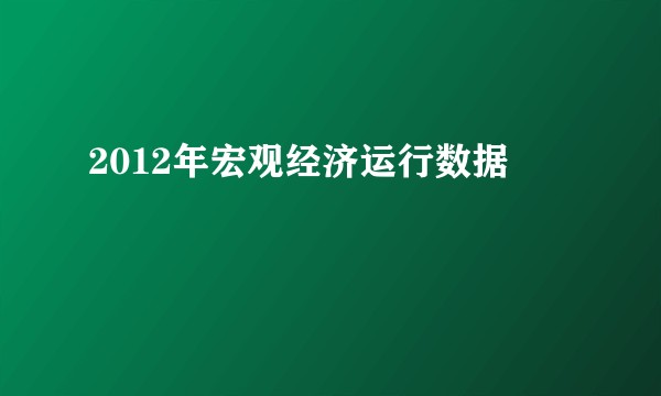 2012年宏观经济运行数据