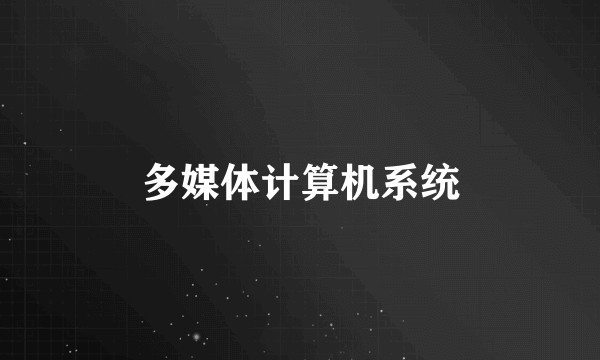 多媒体计算机系统