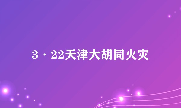 3·22天津大胡同火灾