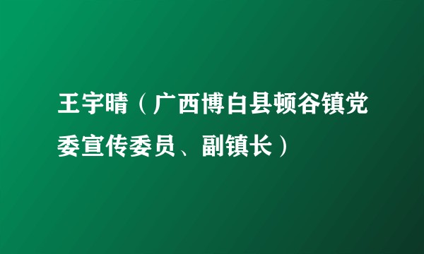 王宇晴（广西博白县顿谷镇党委宣传委员、副镇长）