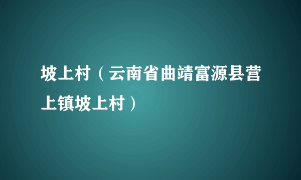 坡上村（云南省曲靖富源县营上镇坡上村）
