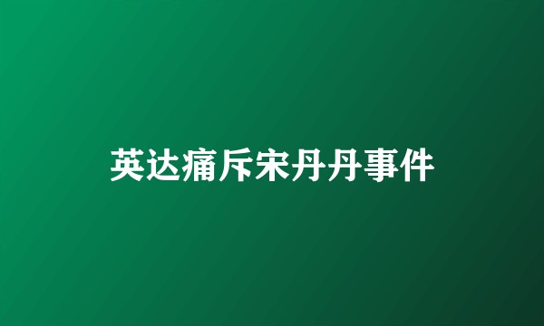 英达痛斥宋丹丹事件