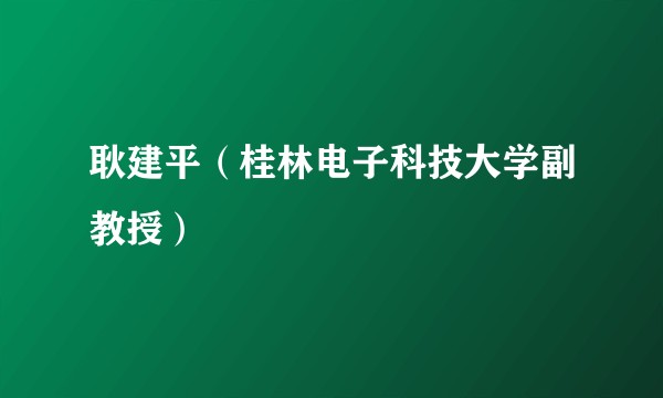 耿建平（桂林电子科技大学副教授）
