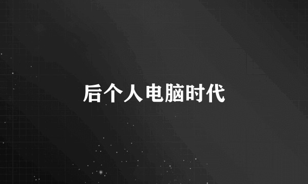 后个人电脑时代