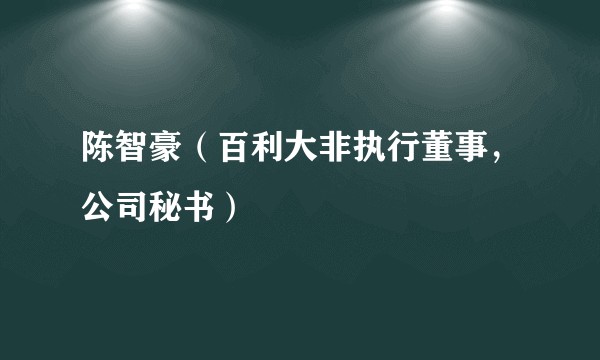 陈智豪（百利大非执行董事，公司秘书）