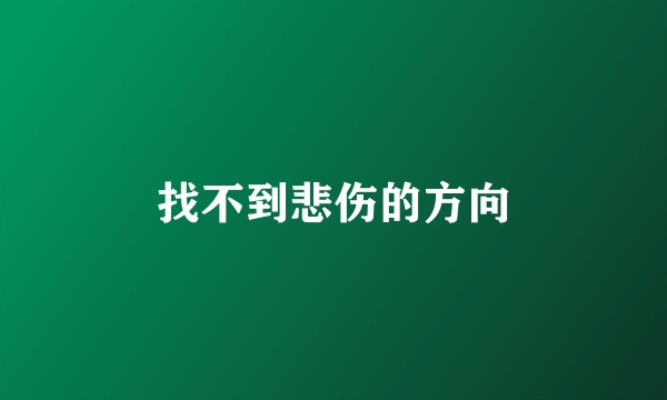 找不到悲伤的方向