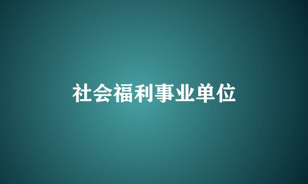 社会福利事业单位
