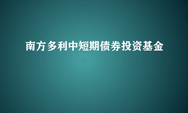 南方多利中短期债券投资基金