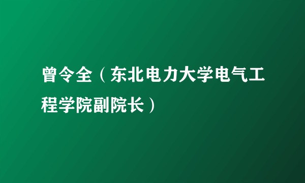 曾令全(东北电力大学电气工程学院副院长)