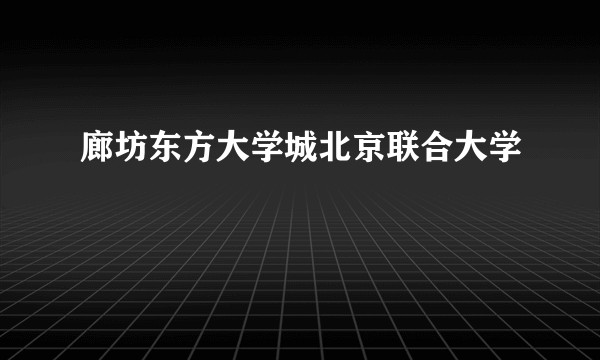 廊坊东方大学城北京联合大学