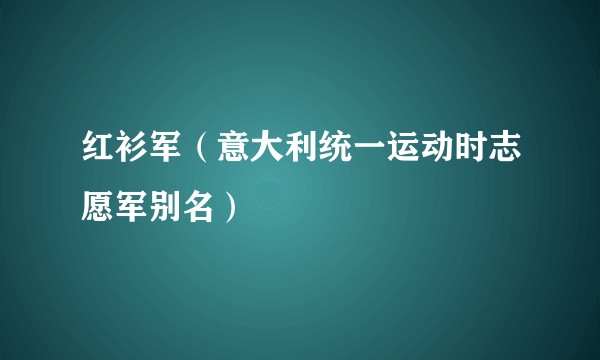 红衫军（意大利统一运动时志愿军别名）