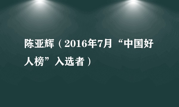 陈亚辉（2016年7月“中国好人榜”入选者）