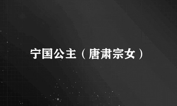 宁国公主（唐肃宗女）