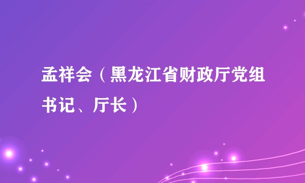 孟祥会（黑龙江省财政厅党组书记、厅长）