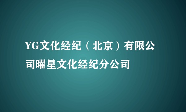 YG文化经纪（北京）有限公司曜星文化经纪分公司