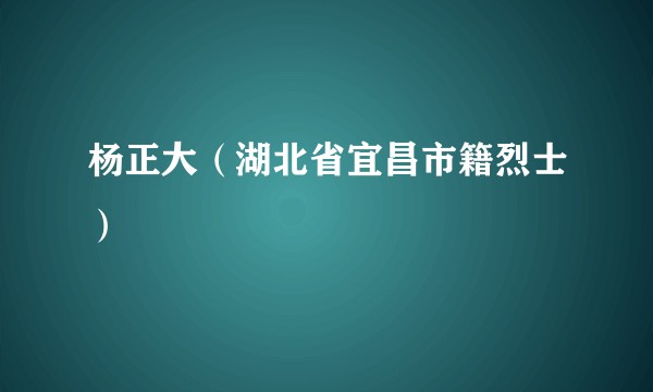 杨正大（湖北省宜昌市籍烈士）