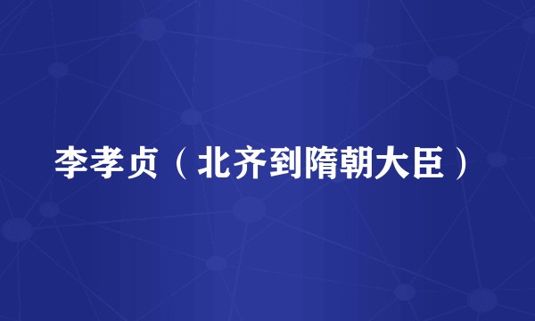 李孝贞（北齐到隋朝大臣）