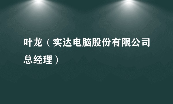 叶龙（实达电脑股份有限公司总经理）