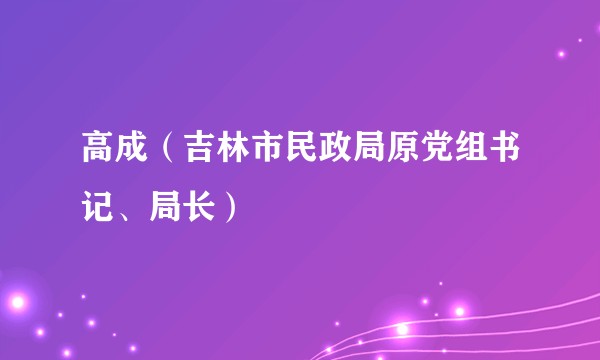 高成(吉林市民政局原党组书记、局长)