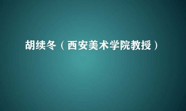 胡续冬（西安美术学院教授）