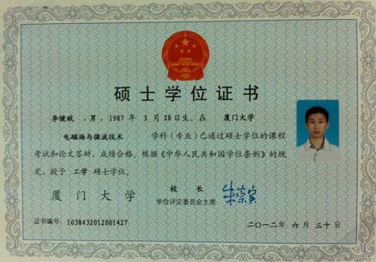 硕士学位证书