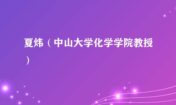 夏炜（中山大学化学学院教授）