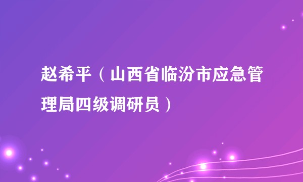 赵希平（山西省临汾市应急管理局四级调研员）