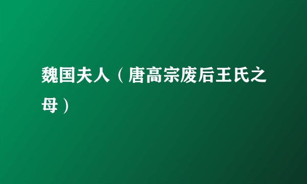 魏国夫人（唐高宗废后王氏之母）