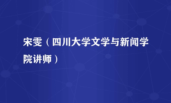 宋雯（四川大学文学与新闻学院讲师）