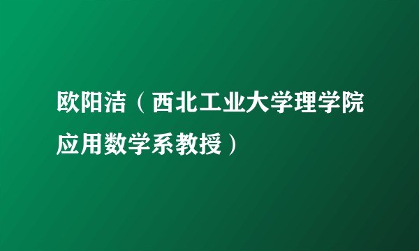 欧阳洁（西北工业大学理学院应用数学系教授）
