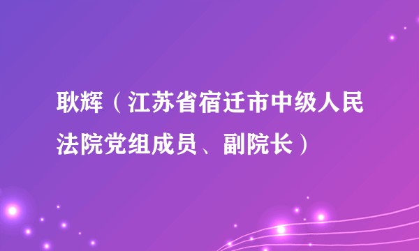 耿辉（江苏省宿迁市中级人民法院党组成员、副院长）