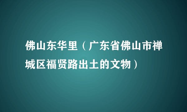 佛山东华里（广东省佛山市禅城区福贤路出土的文物）