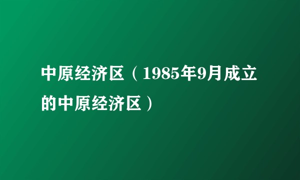中原经济区（1985年9月成立的中原经济区）