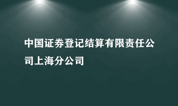 中国证券登记结算有限责任公司上海分公司