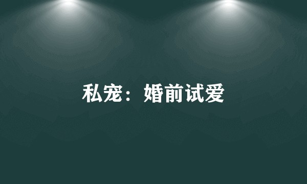 私宠：婚前试爱