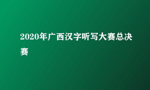 2020年广西汉字听写大赛总决赛