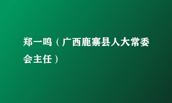 郑一鸣(广西鹿寨县人大常委会主任)